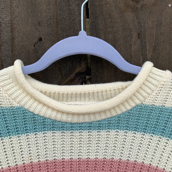 SOLD✨C.C. Hughes Pastel Striped Knit Sweater Large - Picture 3 of 5